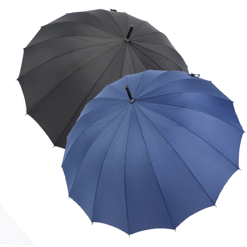 男士复古商务长柄防风雨伞大号双人加固抗风黑色直柄木柄刻字定制