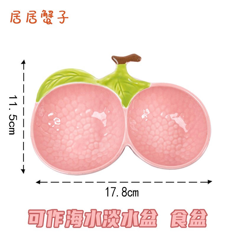 宠物澡盆双格水盆喂食盆 爬宠水盆陶瓷大容量防侧翻小鸟仓鼠食盘图片