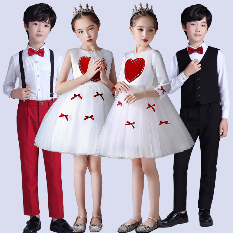 儿童合唱服学生演出服礼服女童蓬蓬裙小学生诗词朗诵大合唱表演服