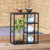 博古架小号茶壶架古董架置物展示架茶具架桌面摆件铁艺中式 多宝阁