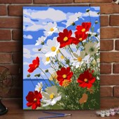 浪漫玫瑰 饰画 柒彩 diy数字油画风景花卉丙烯手工填色客厅装