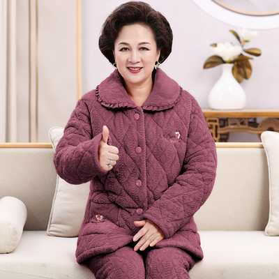 仙逸美妈妈秋季加厚加绒睡衣