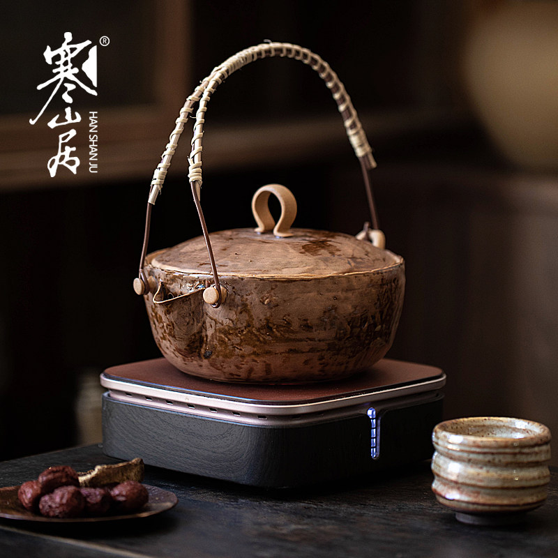 寒山居诧寂煮茶碗碳炉茶壶电陶炉汤锅复古汤沸陶壶围炉煮普洱茶盆