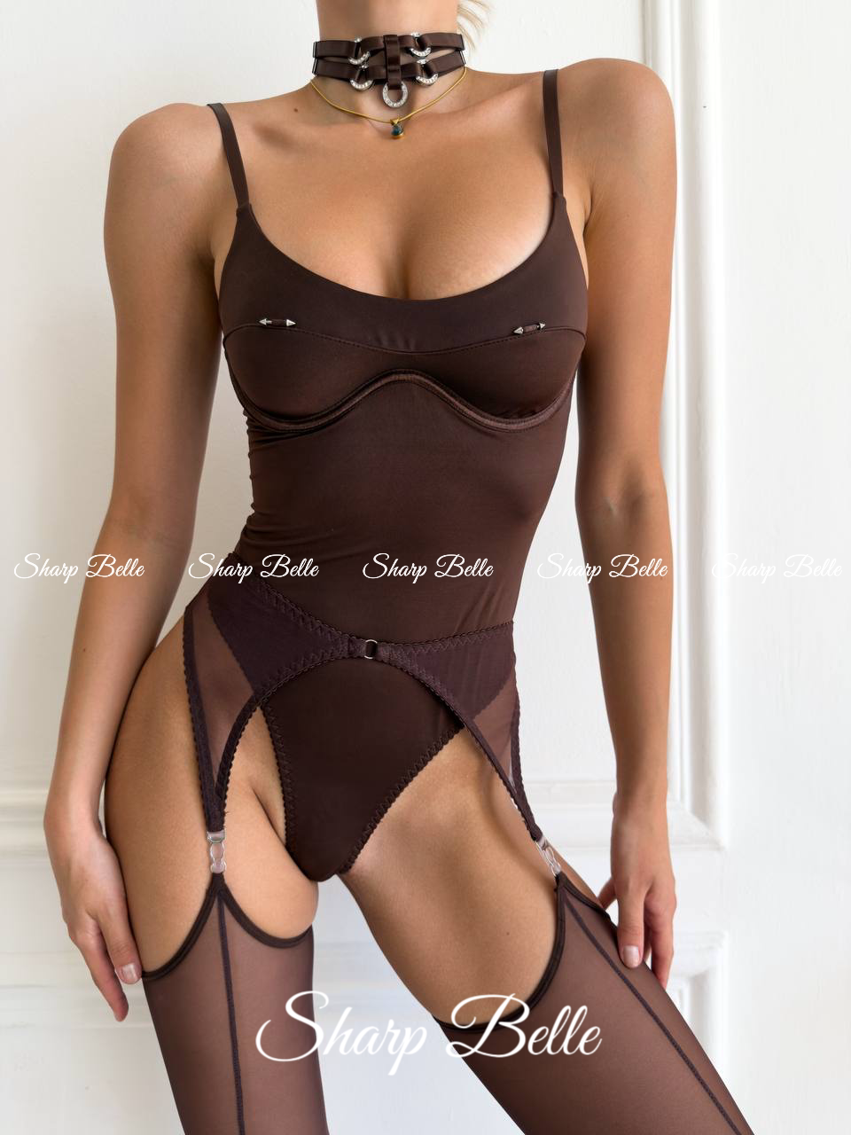 SharpBelle·暗夜臣服·性感御姐诱惑连体火辣约会高级qq内衣套装