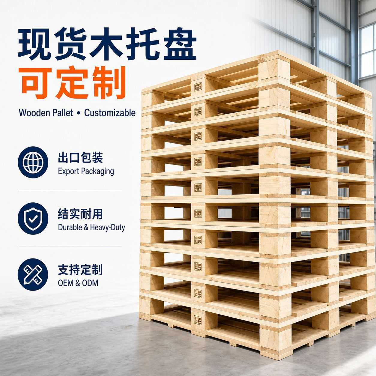 现货二手木卡板叉车托盘木栈板 木托盘 可制作各种卡板木箱图片