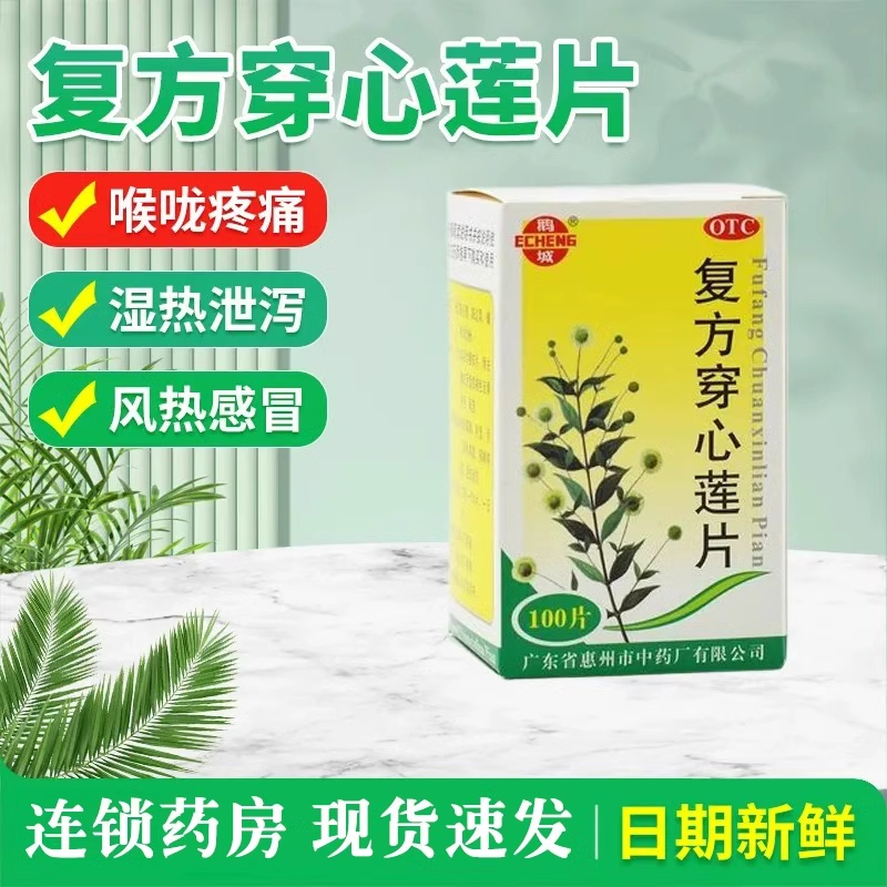 鹅城复方穿心莲片100片清热解毒风热感冒喉咙痛咽痛拉肚子湿热