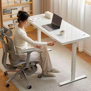 巧思百居电动升降桌智能钢化玻璃电脑桌家用学习办公工作台书桌子