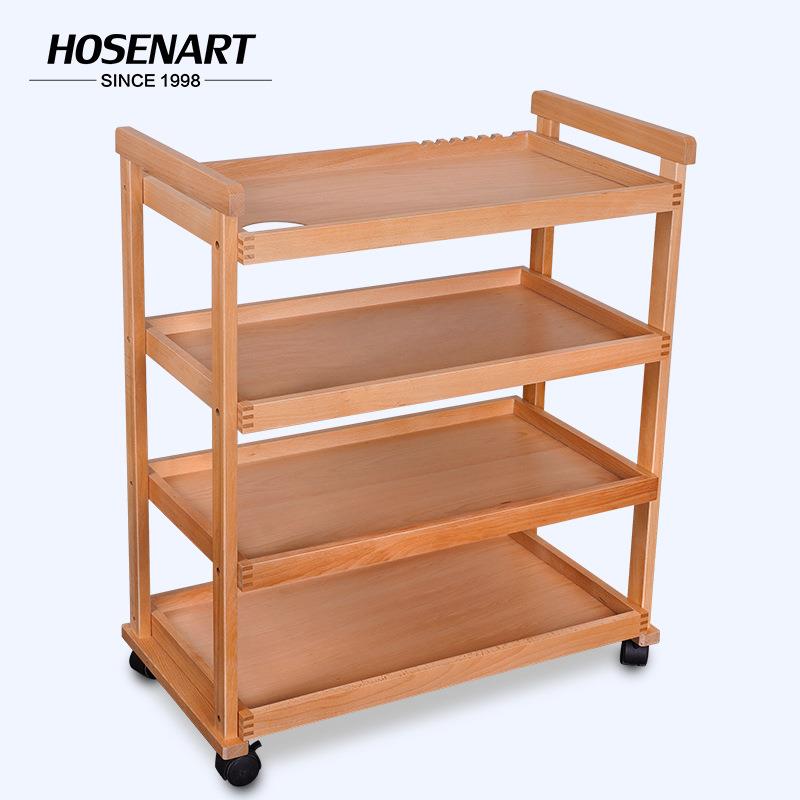 实木画车美术生专用可移动工具车画具三层油画颜料收纳推车油画车