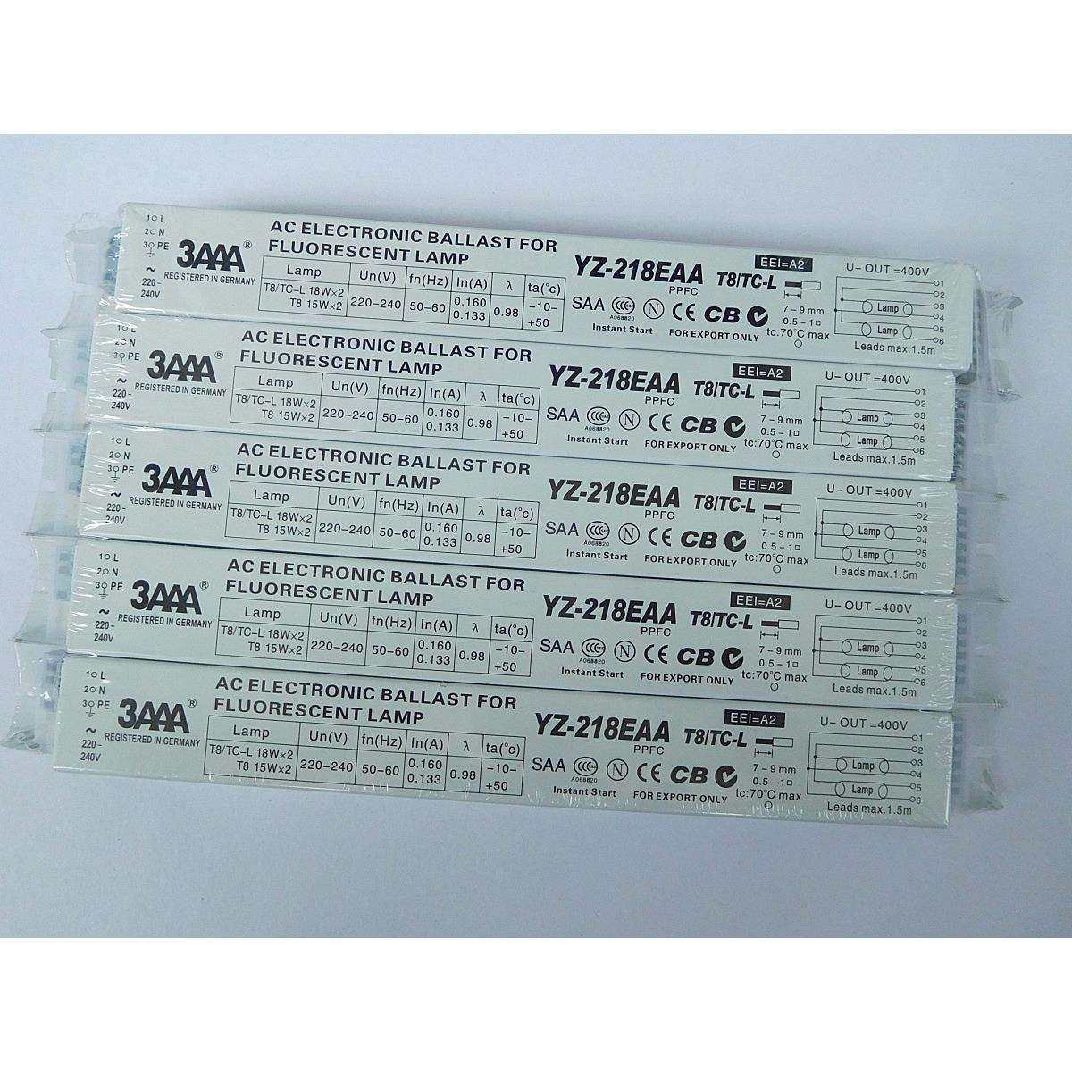 3AAA电子镇流器 YZ-218EAA T8/TC-L 一拖二电子镇流器 2X18 2X15W