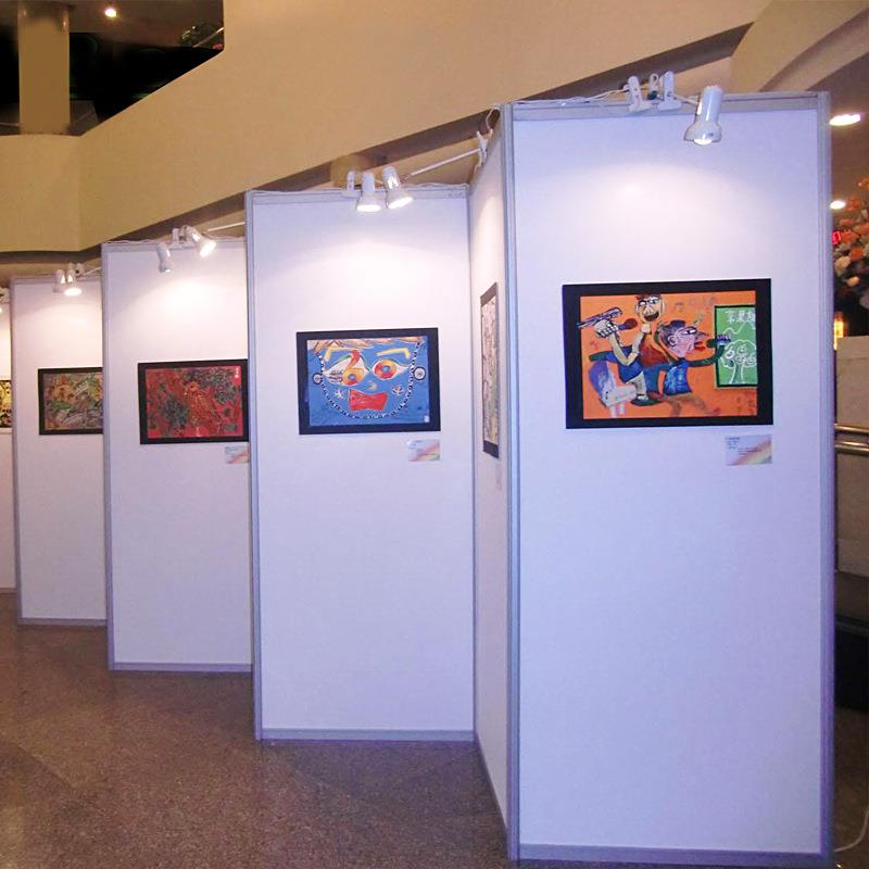 尺寸八棱柱书画展板屏风室内户外宣传展示带轮子可移动展架
