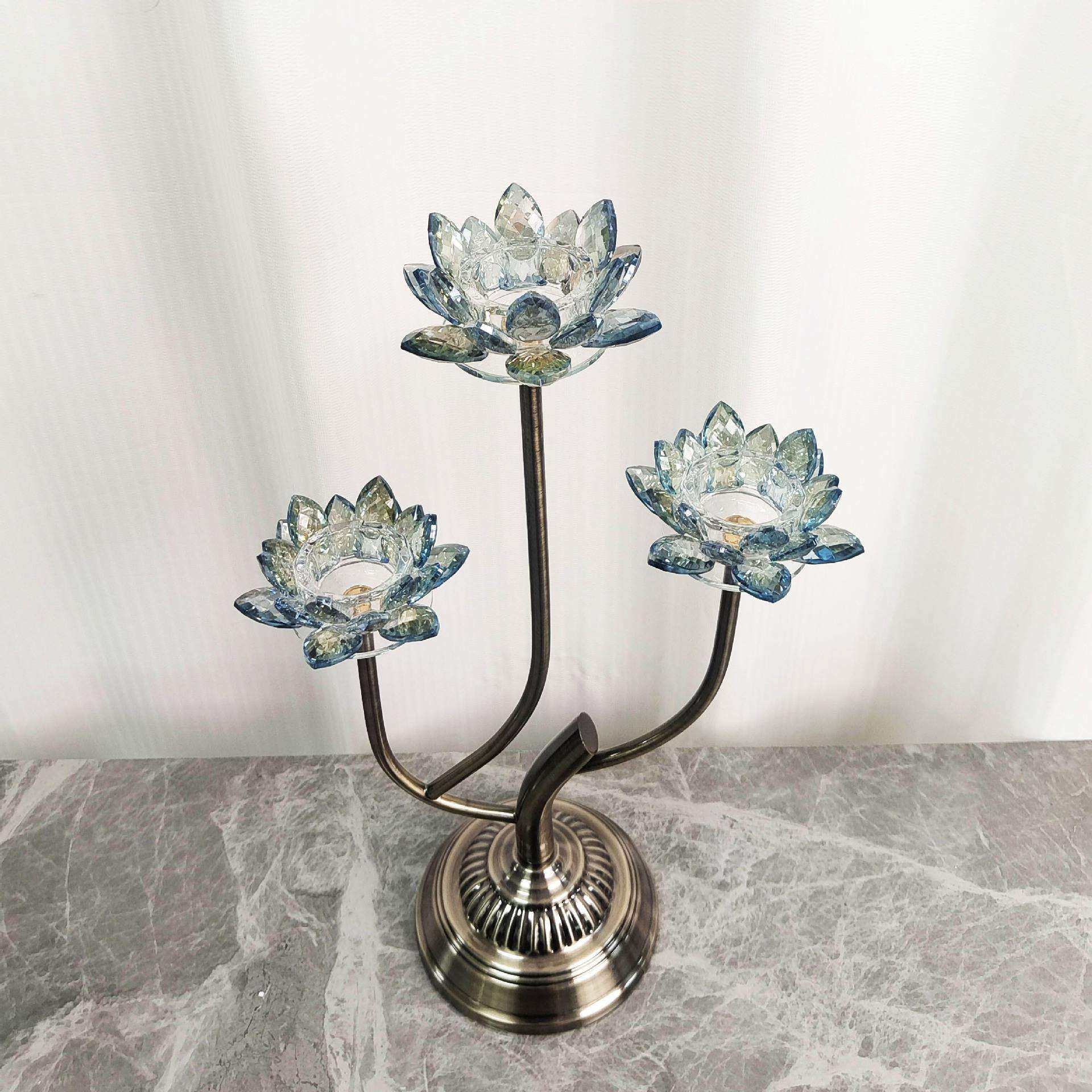 欧式水晶莲花多头烛台合金座创意蜡烛摆件客厅餐厅婚庆烛台摆件,3C数码配件,USB灯,淘宝优惠券,粉丝福利购,淘宝优惠卷