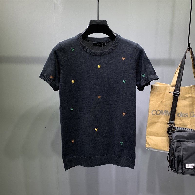 2025秋冬季男士紧身韩版短袖毛衣大码青年潮牌针织衫半袖圆领时尚