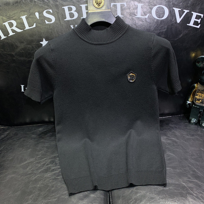 MEEI & SHU 2022秋冬季新款男士轻奢高级感时尚针织衫短袖毛衣T恤