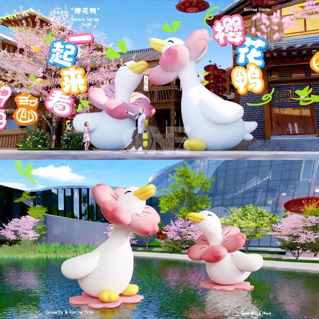 春季樱花鸭充气卡通造型气模户外美陈公园游乐场大鹅花朵景区装饰,节庆用品/礼品,充气气模,淘宝优惠券,粉丝福利购,淘宝优惠卷