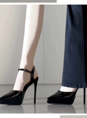 2024年新款不累脚防水台高跟鞋女细跟漆皮性感百搭气质单鞋