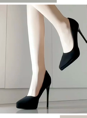 尖头细跟超高跟鞋8-10CM女2024新款欧美绒面