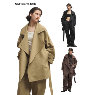 NUMBER HERE 日本进口中空纱面料oversize都市感挺阔中长款风衣