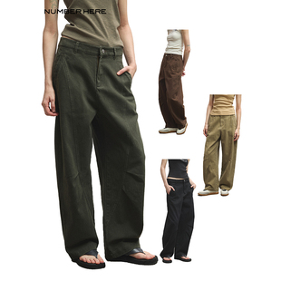 NUMBER HERE 重酵褪色水洗工装棉感弯刀裤休闲裤