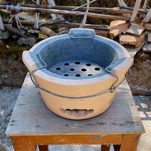 老式泥巴炉子打边炉手工陶土泥炉烧烤炭炉家用室内煲汤碳炉港式红