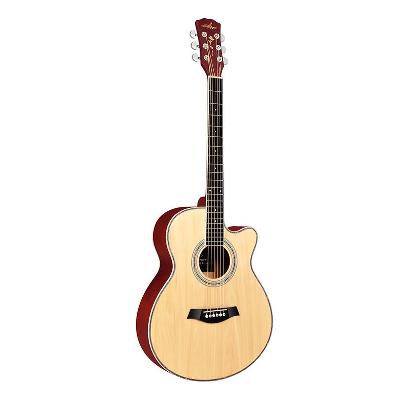 40寸椴木民谣缺角练习琴 AG40哑光木色 新手入门木吉他jita乐器