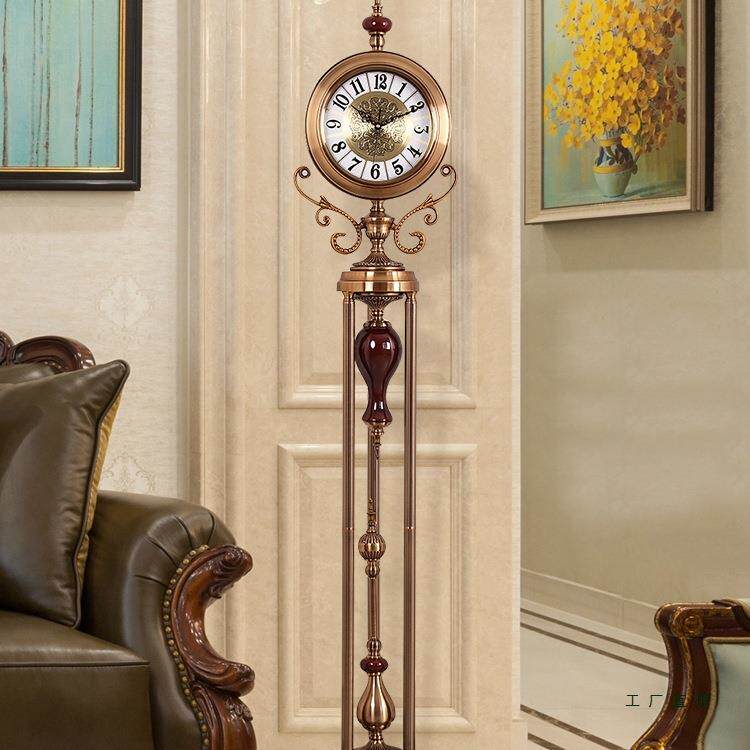 美式落地钟立式客厅时钟摆件欧式别墅奢华钟表装饰站款大摆钟座钟