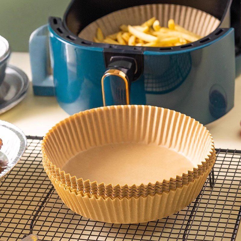 空气炸锅专用纸硅油纸盘纸托圆形方吸油纸食物垫烤大号家用烘焙纸