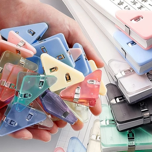 三角文件夹边角夹抽杆透明试卷收纳整理神器办公用品体检票据长夹