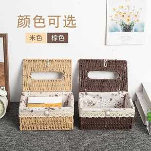 直销创意手工编织抽纸盒欧式 新款 家用纸巾盒桌面简约收纳盒餐巾纸