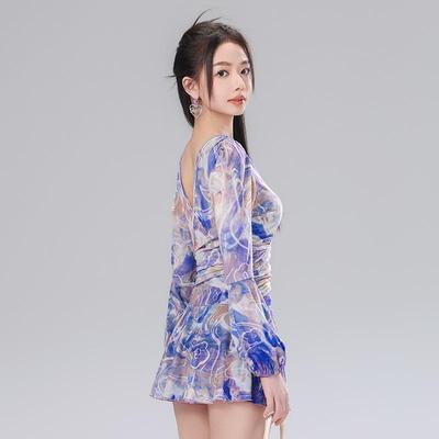 新款直销泳衣女款2024新款带钢托聚拢连体遮肉显瘦仙气沙滩温泉