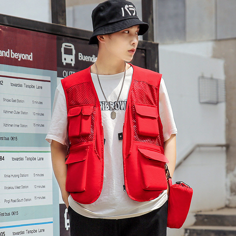 夏季网眼工装背心多口袋户外摄影记者工作坎肩速干宽松钓鱼马甲男,运动服/休闲服装,单马甲,淘宝优惠券,粉丝福利购,淘宝优惠卷