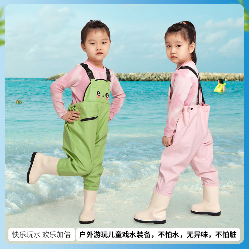 儿童下水裤防水水裤玩水捕鱼连体水裤赶海装备服幼儿园沙滩裤女