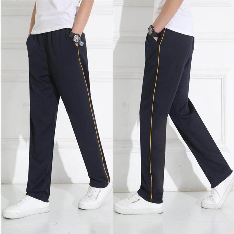 藏蓝色黄细条杠校服裤儿童运动长裤红条高中小学生校裤黑色春夏款