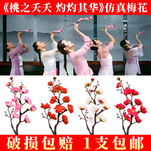 逃之夭夭灼灼其华古典舞仿真梅花枝腊梅三月桃花粉色舞蹈演出道具