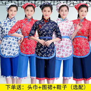农村舞蹈演出服村姑装采茶女表演服装阿庆嫂戏服古装村五四学生装
