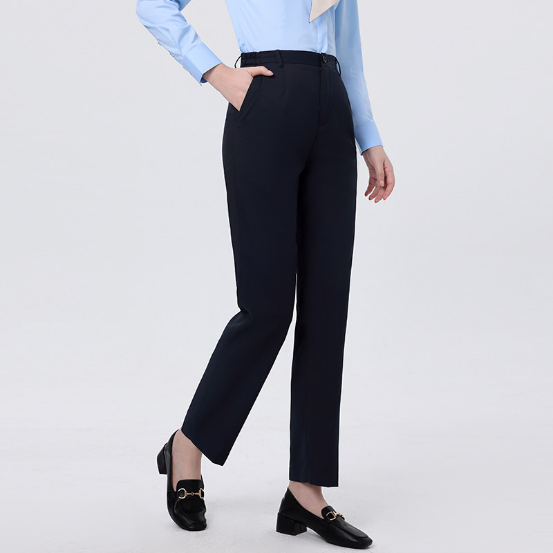 大码职业工作西裤女藏青直筒正装裤2022款移动夏薄制服西装裤
