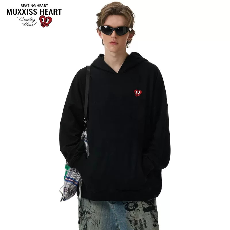 MUXXISS HEART/麦克斯桃心官网联名重磅情侣潮牌圆领连帽卫衣