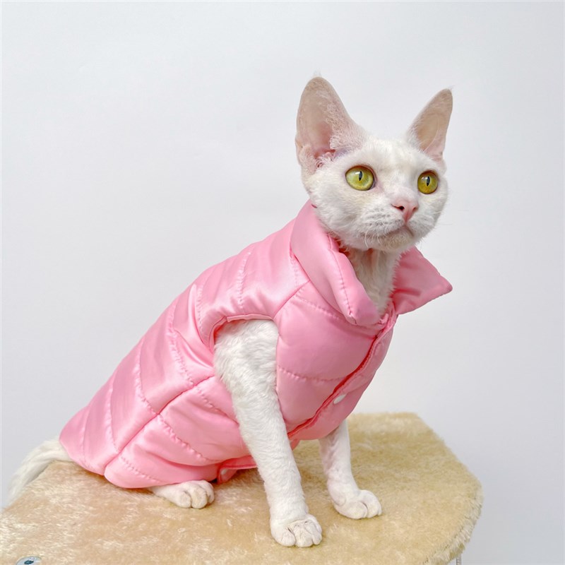 极速斯芬克斯无毛猫衣o服冬季加厚羽绒棉服袄外套矮脚背心夹棉三