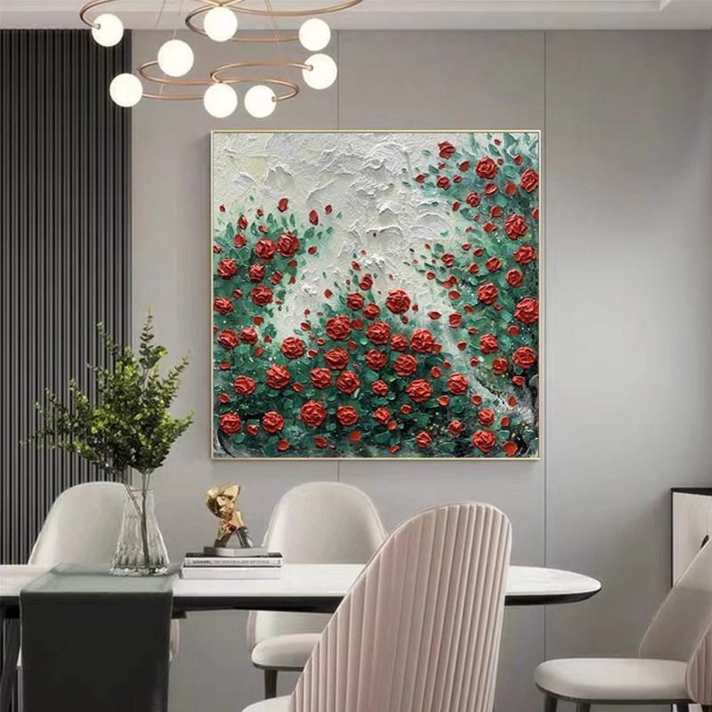 极速蔷薇花开门红客厅餐厅房间挂画简约I沙发背景墙轻奢大气玄关图片