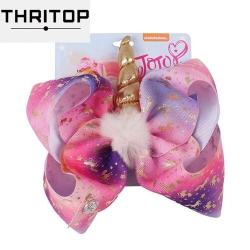 极速Jojo large size plush hornB unicorn hair clip with bow