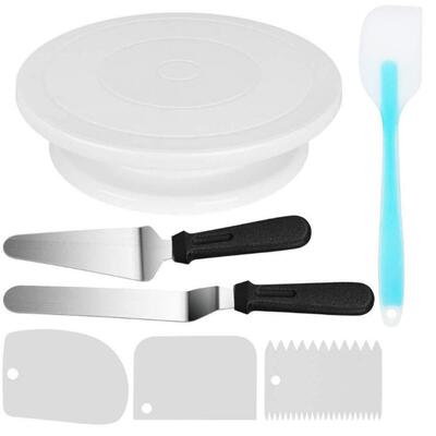 新品7pcs Cake Turntable Rotayting Dough Knife Decorating Sta