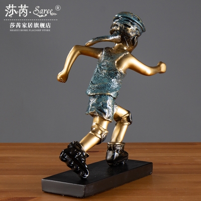 极速创意复古篮球足球运动人物雕塑摆件艺M术品客厅家居软装饰品