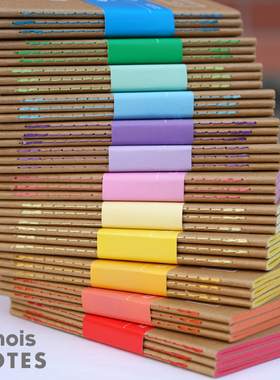 ChoisNotes彩色全手工车线方格本便携可手账A5彩纸A6ins风手账本