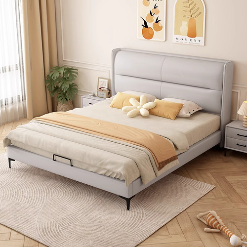 实木床现代简约1米8双人床软包大床新款主卧出租房用1.2m单人床架