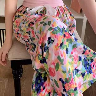 季 九分裤 绸阔腿裤 棉可外穿睡衣 薄款 女夏绸大码 夏天睡裤 防蚊裤