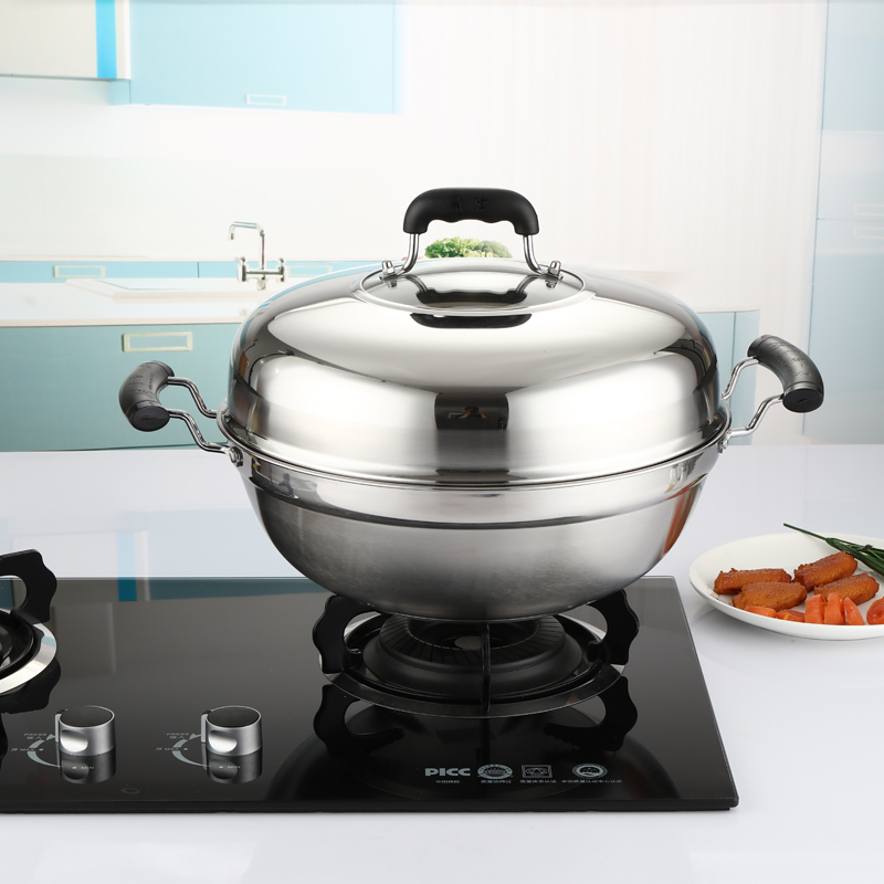 不锈钢蒸锅大号超大商用2层3层大蒸笼大容量蒸炒锅蒸鱼蒸包子家用