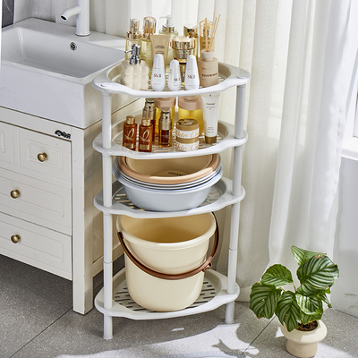 浴室塑料防水洗脸盆架阳台落地式三角架卫生间放桶置物架转角收纳