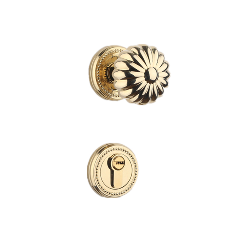 依佰利南瓜球形锁美式金色门锁轻奢卧室内黄古铜房门锁静音磁吸锁