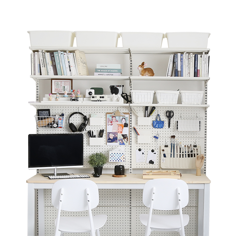 五金少女电脑桌书桌书架组合小户型桌子洞洞板卧室角落一体置物架