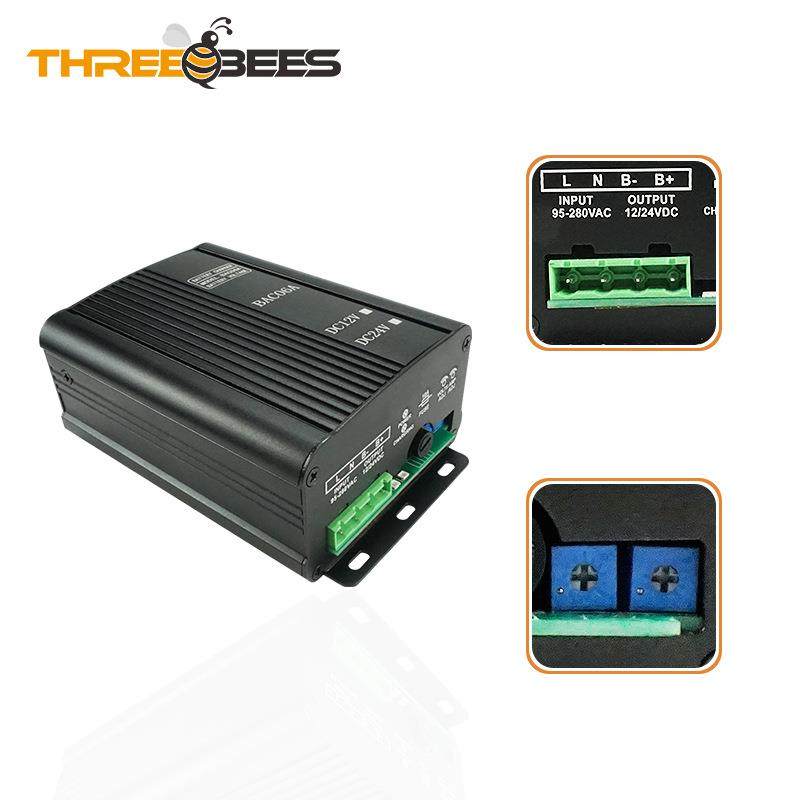 蓄电池充电器6A浮充+二阶段充电BAC06A手动切换12V/24V