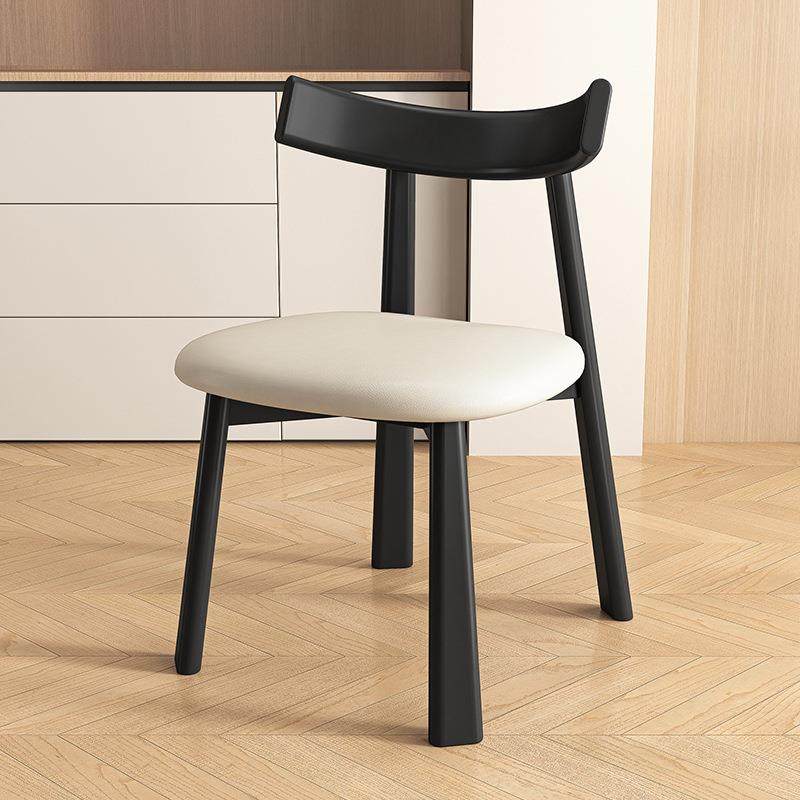意式极简实木餐椅客厅家用黑色现代简约靠背椅子中古高级感化妆椅